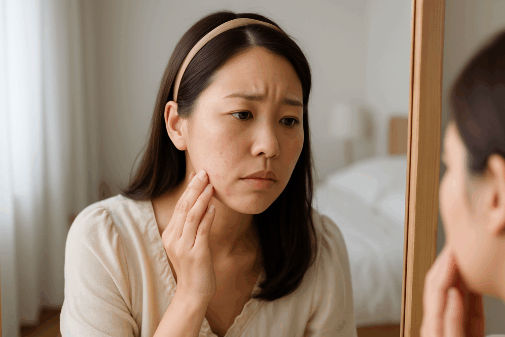 肌を気にしている女性