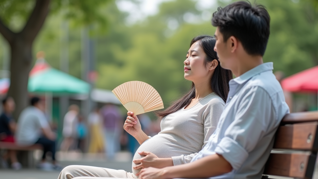 センスであおぐ妊婦