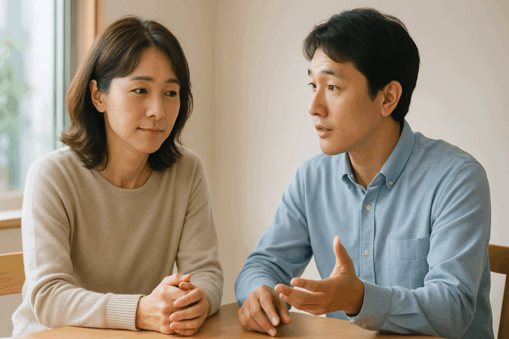 話してる男女