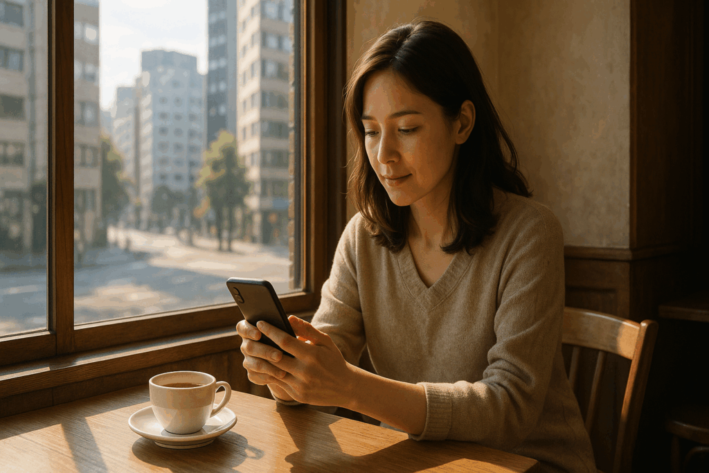 スマホを見てる女性