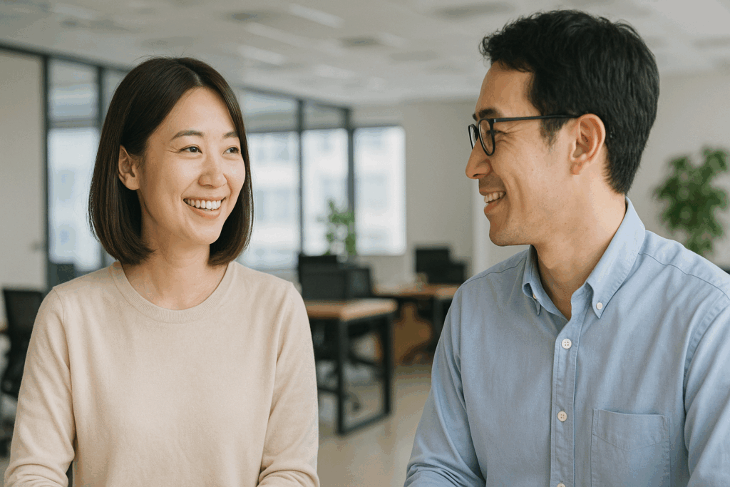 話している男女