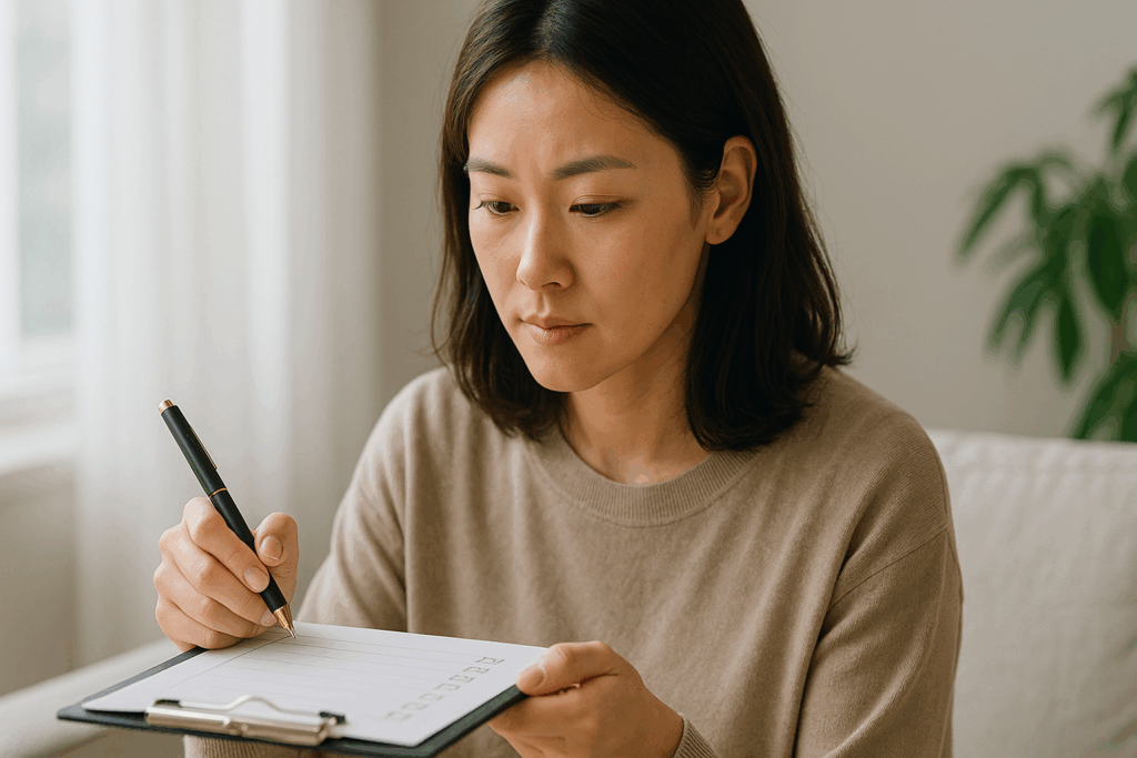 リストでチェックしている女性