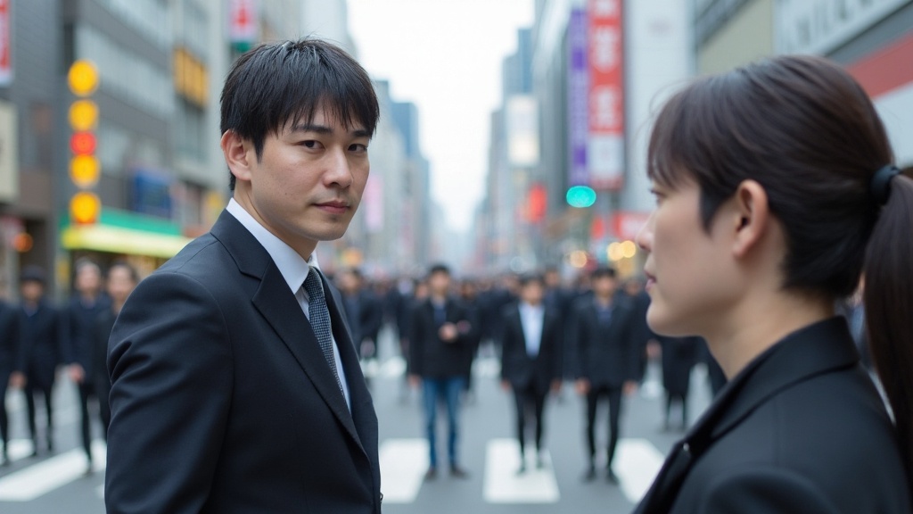 街中の男女