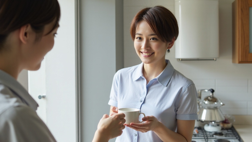 給油室で談笑する女性たち