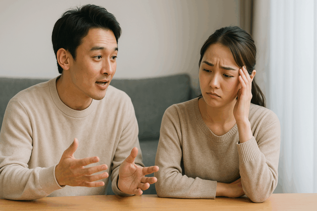 話しがころころ変わって困っている女性