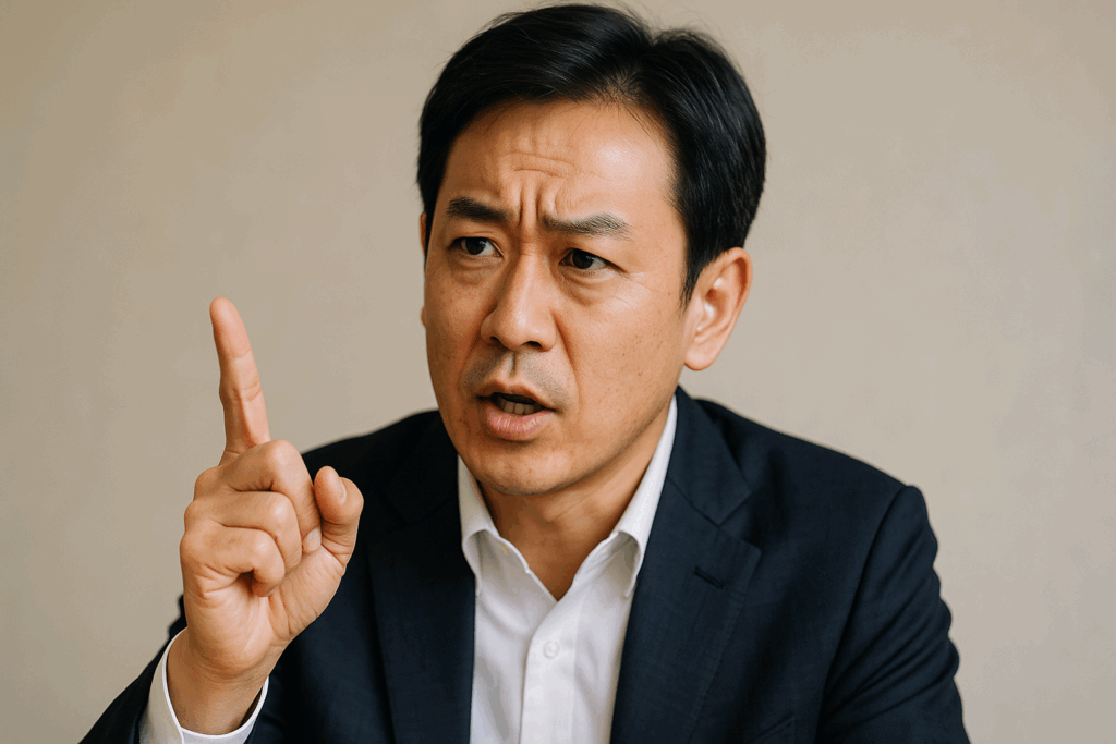 話している男性