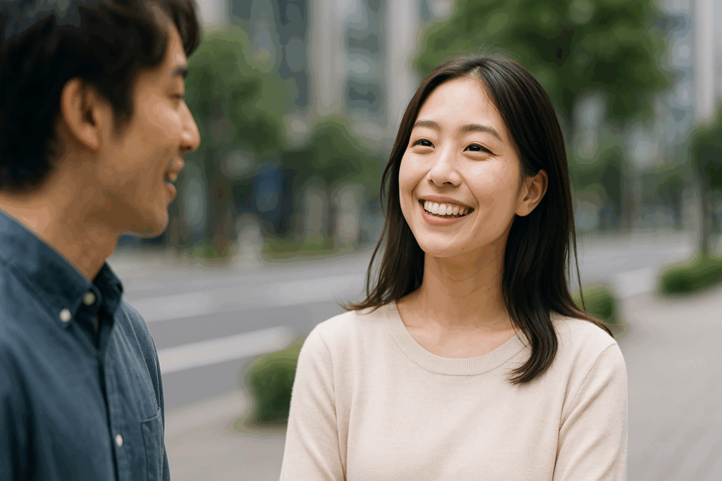 晴れやかな顔をしてる女性