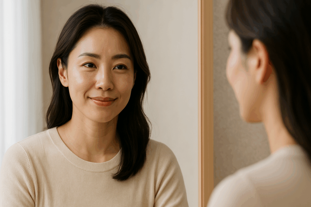 向き合って話している女性