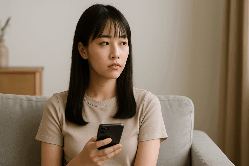 不機嫌そうな女性