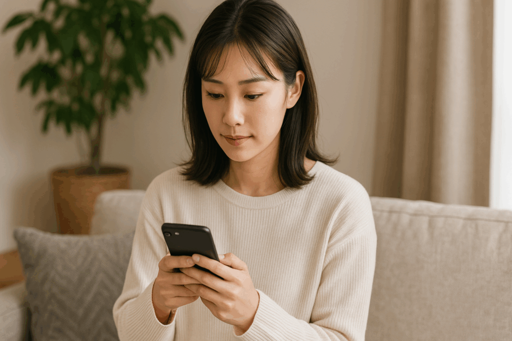 スマホを操作している女性