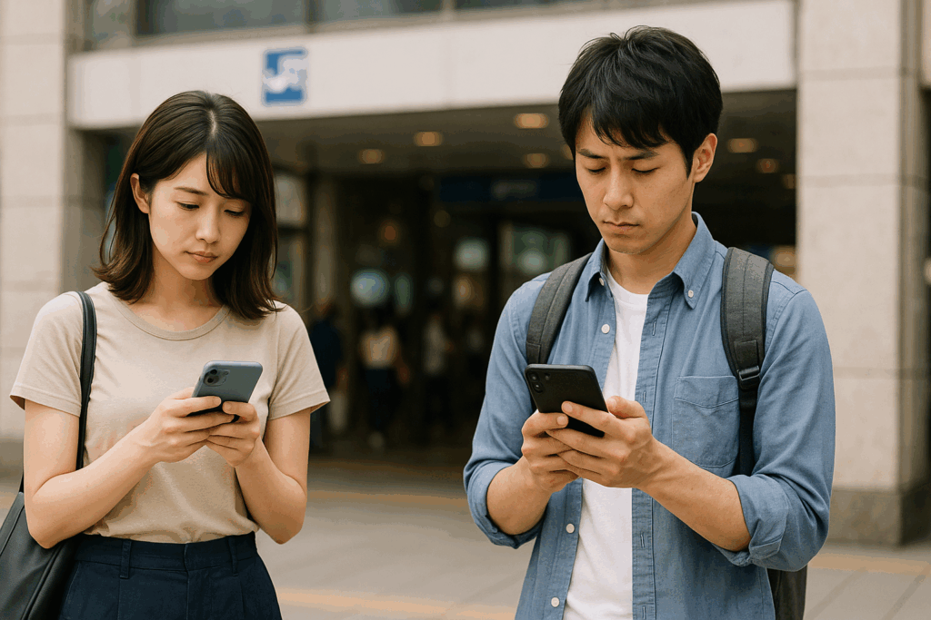待ち合わせ中の男女