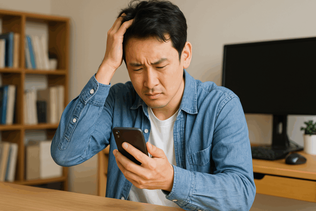頭を抱えている男性
