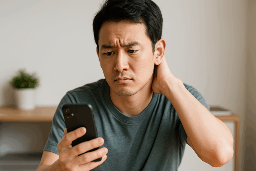 頭を抱える男性