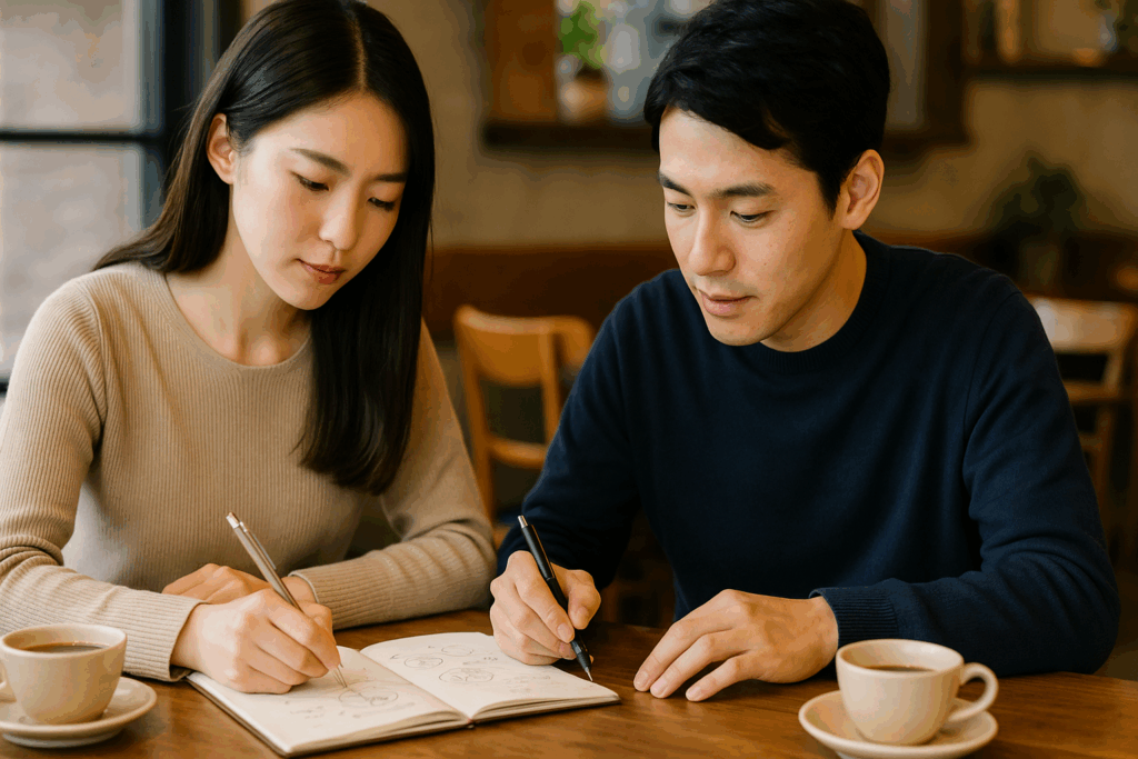 勉強している男女