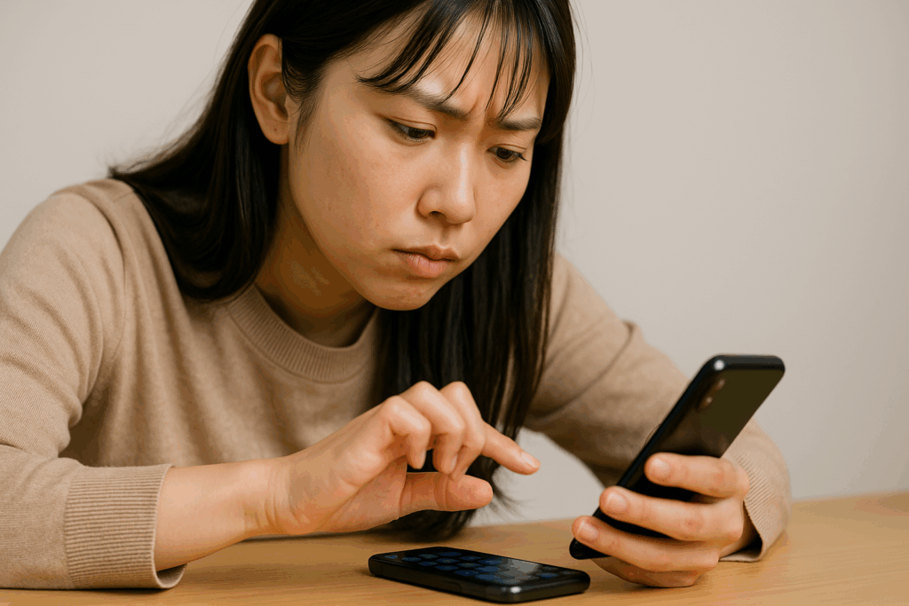 インスタがおかしくて何とかしようとしている女性