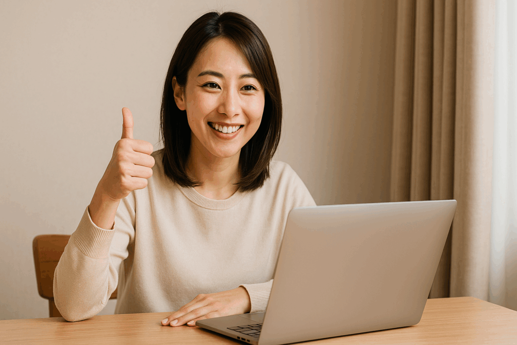 上手くいったと喜んでいる女性