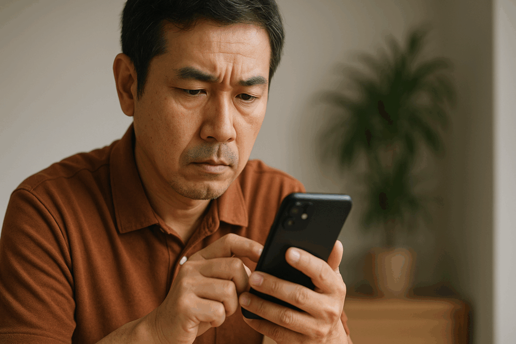 スマホを操作している男性