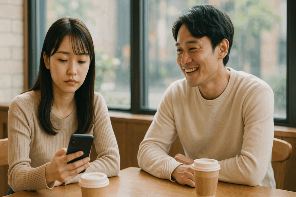 カフェであまり良い雰囲気でない男女