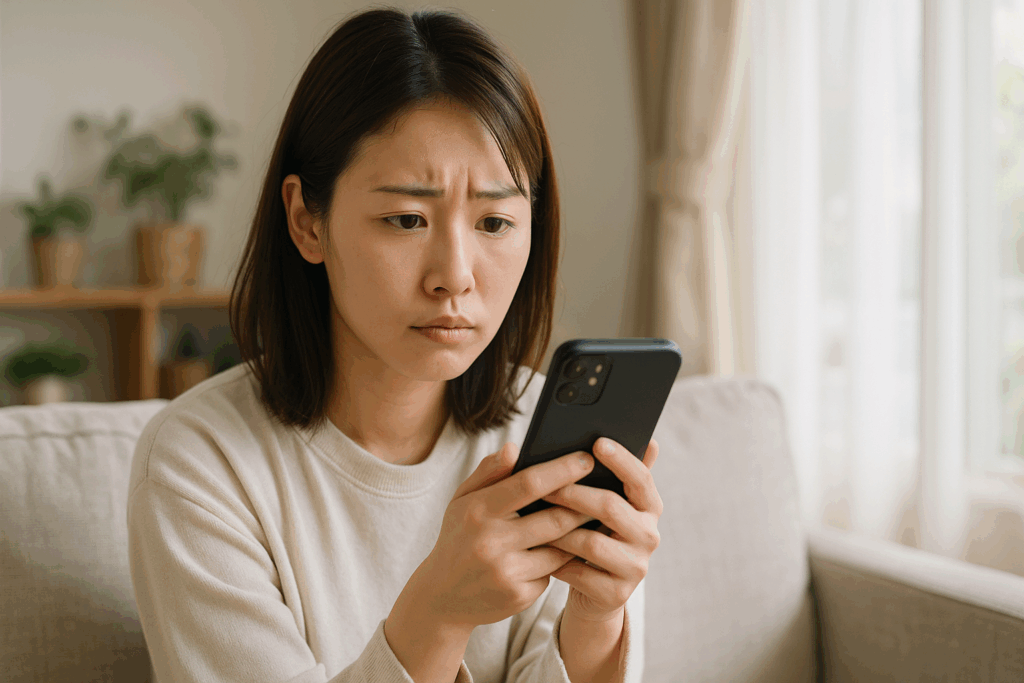 インスタの自己紹介が変更できなくて困っている女性