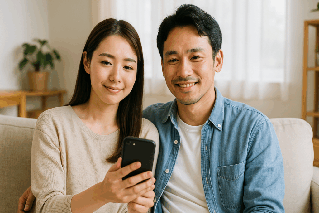 にこやかに笑っている男女